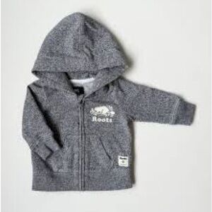Roots baby Heather Gray Zip Hoodie with Logo